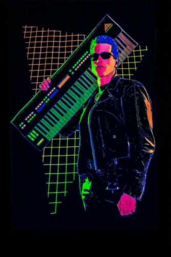 UV Backdrop Blacklight Tapestry Sci-Fi Retro Synthwave Cyber Banner Wall Hanging