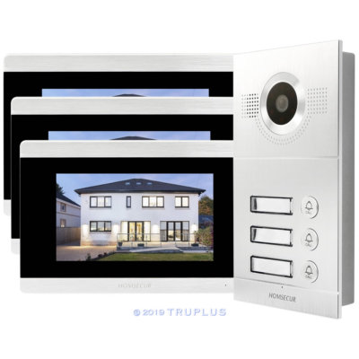 Homsecur 3flache kommunale Eingangssprechanlage mit 7'''' intelligentem Monitor und IR HD-Kamera 