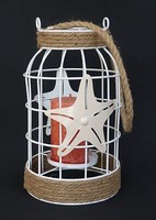 "Mediterranes Metall Windlicht Laterne \"Seestern\" Weiß Ø 15 Cm HöHe 27 Cm"