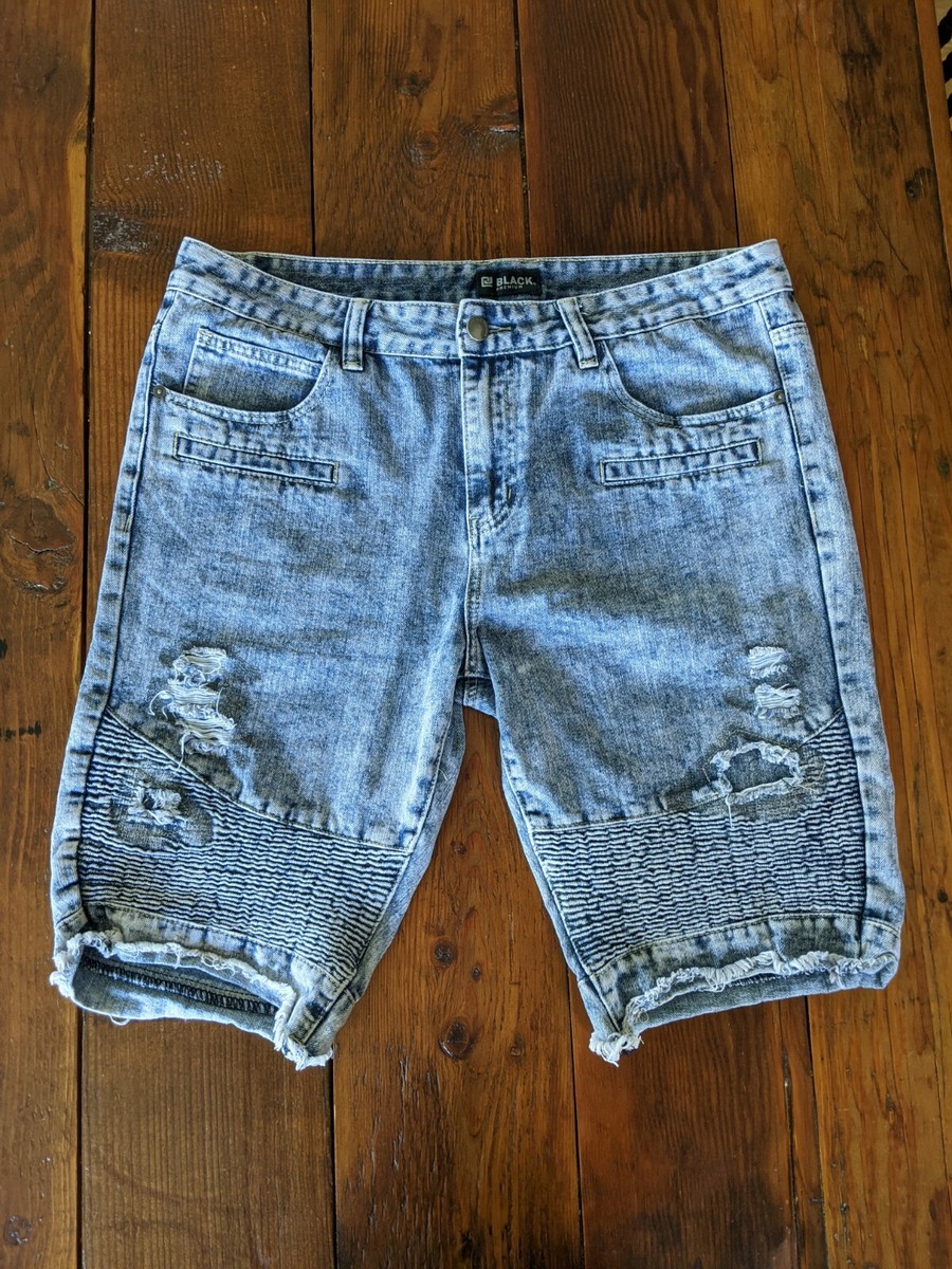 Vtg CJ Black Acid Washed Distressed Denim Shorts | eBay