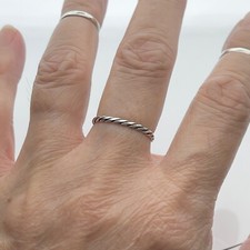 Sterling Silver Twist Ring, Stackable Ring, Silver Ring, Rope Ring