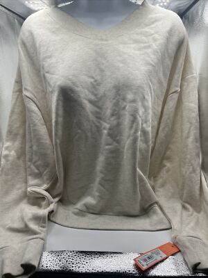 Colsie Women's Fleece Lounge Sweatshirt V- Neck Beige Size Small