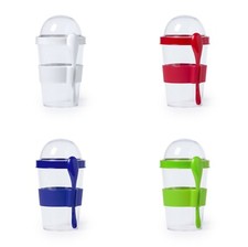 Over Night Oats Jar Breakfast Yoghurt Cup Food Container & Spoon Sports Beaker