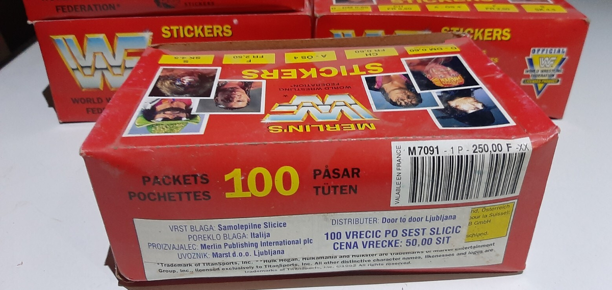Présentoir Merlin WWF 1992 - 100 Paquets Scellés World Wrestling Federation, Neuf, édition Collector