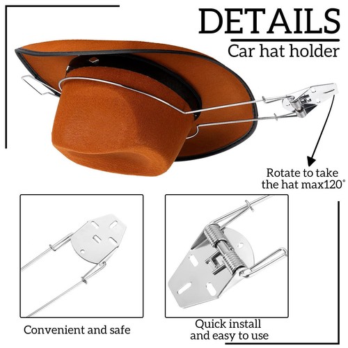NEW Hat Clip Rack Cowboy Hat Holder for Truck SUV Sturdy Car Hat Hook Hanger - Picture 5 of 9