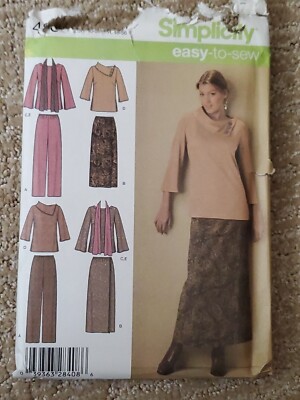 Simplicity 4886 Misses Skirt Top Scarf Pants Pattern - Size 20W-28W Uncut FF 