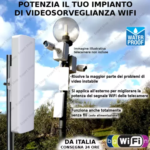 TELECAMERA RIPETITORE potenziatore WiFi da esterno per sorveglianza IP CAM Wi-Fi