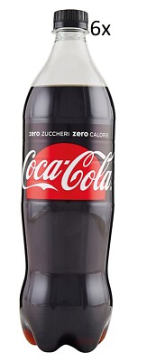 6x Cola-Cola Zero ohne zucker Italian alkoholfreies Getränk PET 1Lt Softdrink
