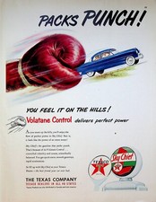 1951 Sky Chief Gasoline Texas Company Vintage Print Ad Perfect Power Packs Punch
