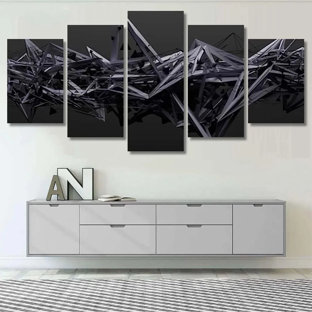 Abstract 3D Geometric Black Modern Minimalist 5 Piece Panel Canvas Wall Art
Opens in a new window or