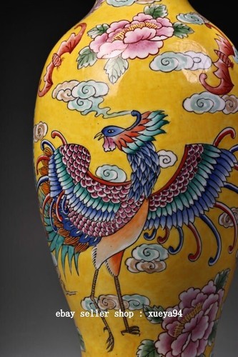 9" Qianlong Year Cloisonne Enamel Purple Copper Dragon Phoenix Beast Bottle Vase - Picture 5 of 9