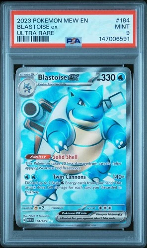 2023 POKEMON MEW EN-151 ULTRA RARE #184 BLASTOISE EX PSA 9