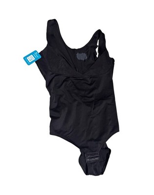 Assets by Spanx Black Thong Shapewear Bodysuit All Around Smooth Women s XL