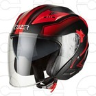Casque de moto scooter Jet approuvé Cruizer double visière noir mat graphisme ro
