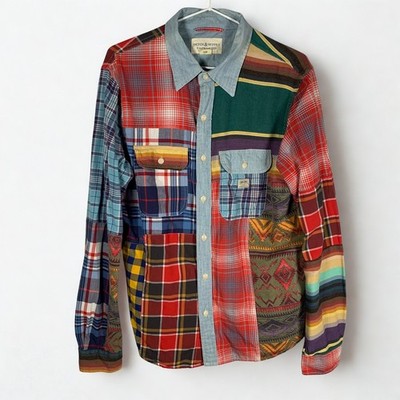Ralph Lauren Denim Supply Vintage Patchwork Hemd Azteken Kariert Mehrfarbig