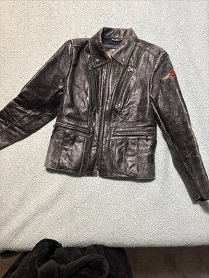 Vintage Harley Davidson Womens Leather Jacket Great Patina Black Xtra Small