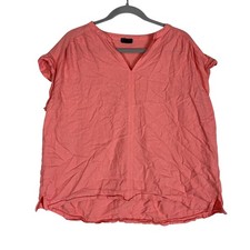 Splendid Blouse Womens XL Pink V Neck Short S...
