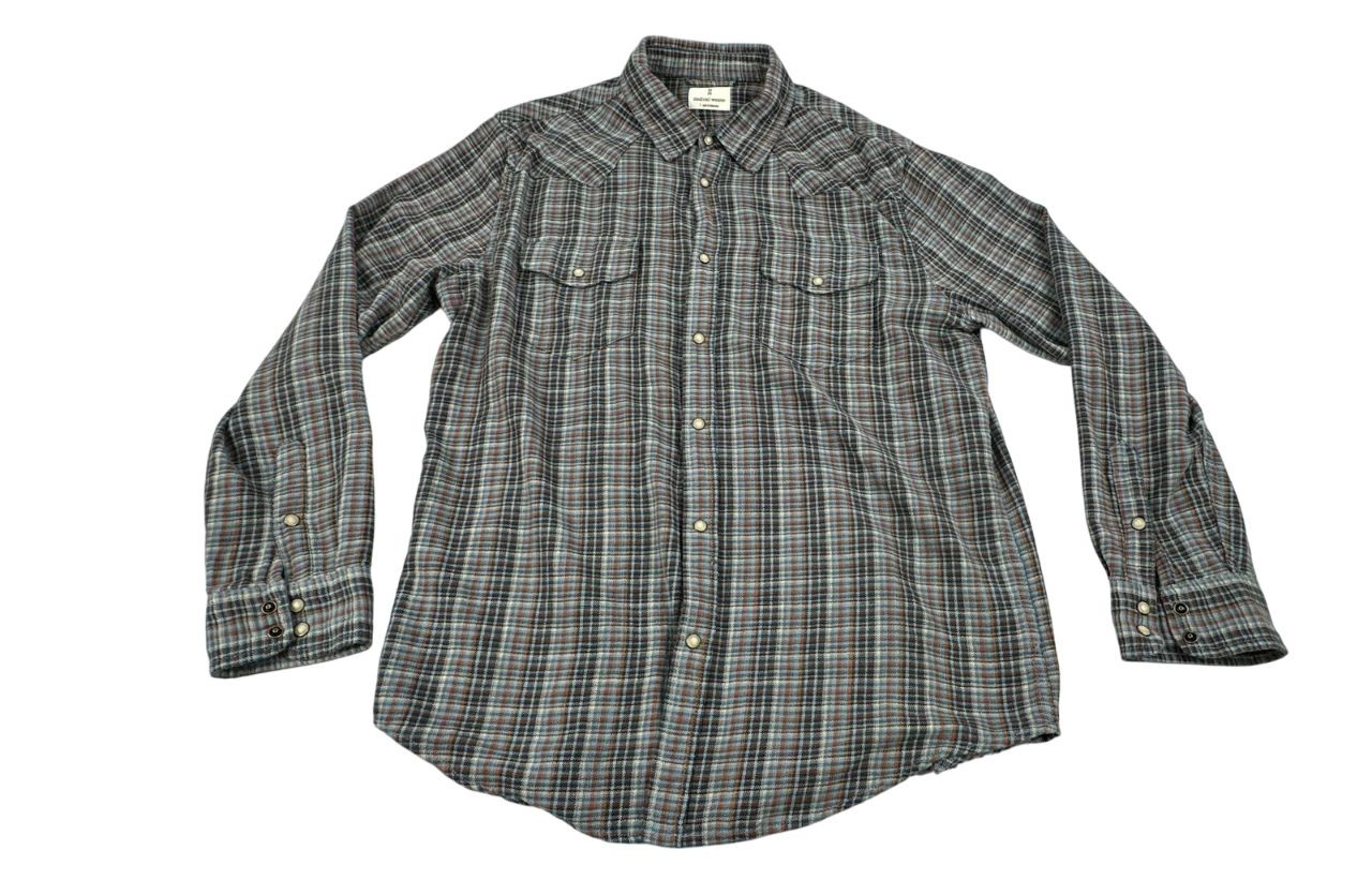 Mutual Weave Multicolor Snap Button Long Sleeve Flannel Shirt. Men's - Size L