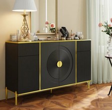 Cassettiera Kristopher nera e oro per camera da letto ingresso ufficio mobile tv