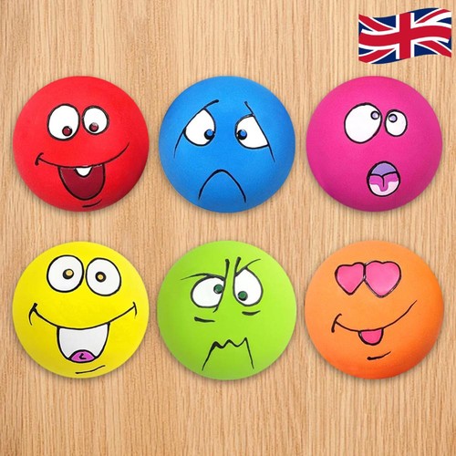 6 Pcs Smile Face Dog Balls Soft Latex Squeak Balls for Puppy Small Pet Dogs