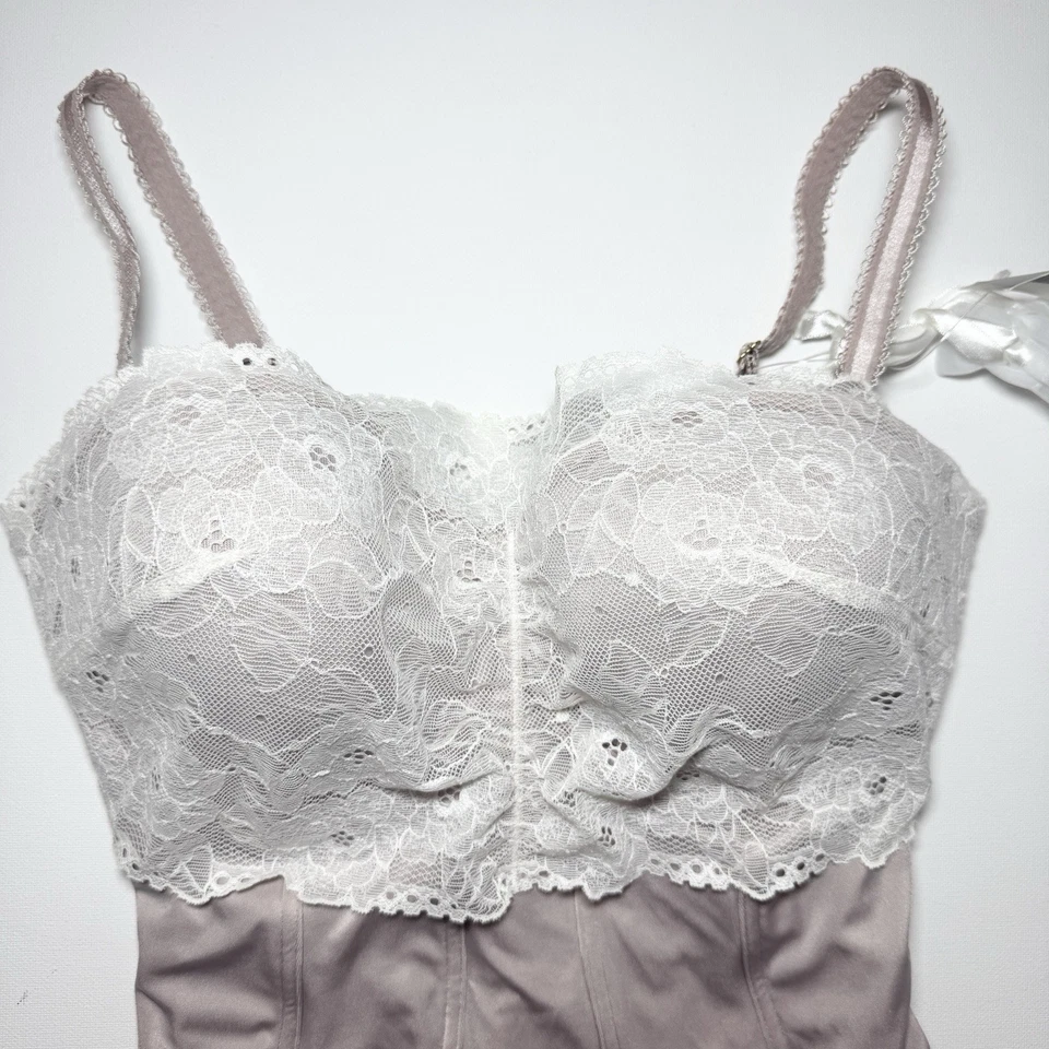 Soma Ciao Bella Como Bustier Corsé Camisola Top Talla 34D Encaje Deshuesado Champagne Foto 2 de 4
