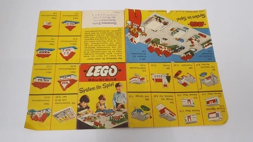Lego System Classic Vintage Leaflet 50's 60's Old 60 1:87 Mursten 1:87 Cars