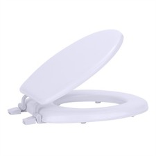 Elongated or Standard Soft Adjustable Hinges Toilet Seat with Close Lid, White