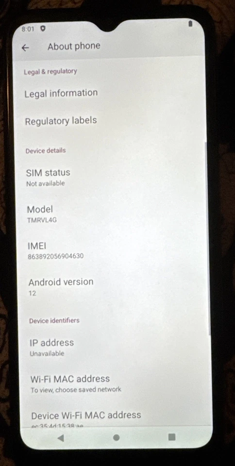 T-Mobile REVVL V TMRVL4 32GB Black (T-Mobile) Smartphone Fast Ship Fair Used - Image 2 of 3