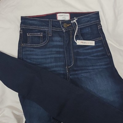 FRAN DENIM Women's Blue Stretch Denim Jeans Cotton Lyocell Lycra 5-Pocket
