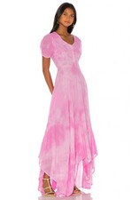 LoveShackFancy Coralie Maxi Dress in Pink Floral Puff Sleeves Size Small