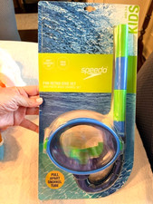 NEW Speedo Kid's Retro Dive Set Porto Mask Snorkel Set Ages 3-6 Blue NIP