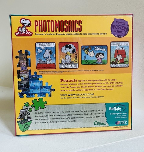 PEANUTS Photomosaics Puzzle by Buffalo: Snoopy & Charlie Brown 1000 pc w/ Poster - Picture 2 of 7