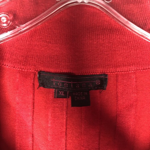 Fontana rote Strickjacke XL Strass Reißverschluss Metallic Silber Streifen Glitzer Urlaub - Bild 7 von 10