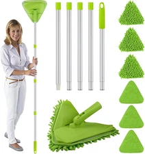 Wall & Baseboard Cleaner Mop Tool with 82'' Long Handle, 360 Degree Rotating 3-I