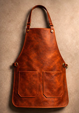Full Grain Leather Work Apron for Men   Handmade Tool Apron with Pockets