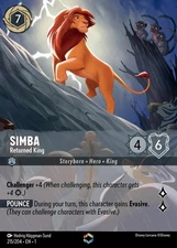 Lorcana Simba - Returned King - 215/204 - Enchanted - Holofoil, Light Play The F