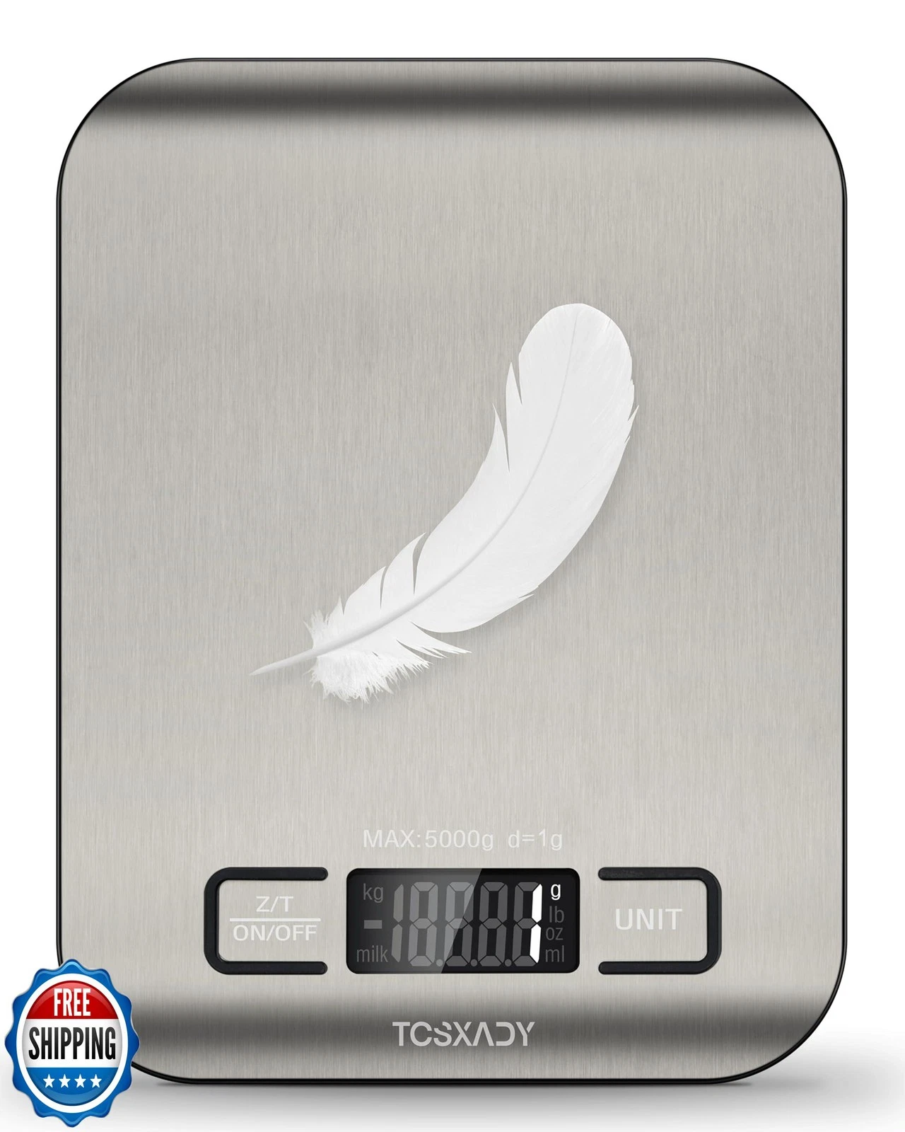 Tcsxady Food Scale, 11lb Digital Kitchen Scale with 6 Units LCD Display and T