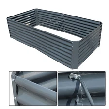 8x4x2 ft Large Metal Galvanized Raised Garden Bed Planter Box Dark Grey Outdoor