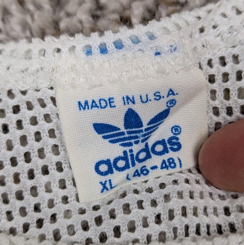 Vintage 80’s Adidas Tank Top Made In USA XL 46-48 Cropped Mesh Net Running - Picture 4 of 7