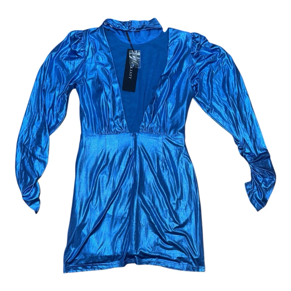 Vestido de cóctel Elliatt azul vibrante manga alfil Foto 3 de 4