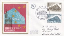 France 1980 Conseil de Europe Strasbourg Silk FDC Special cancel typed VGC
