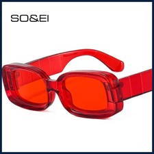 SO EI Retro Colorful Rectangle Women Sunglasses Fashion Candy Color Shades UV400