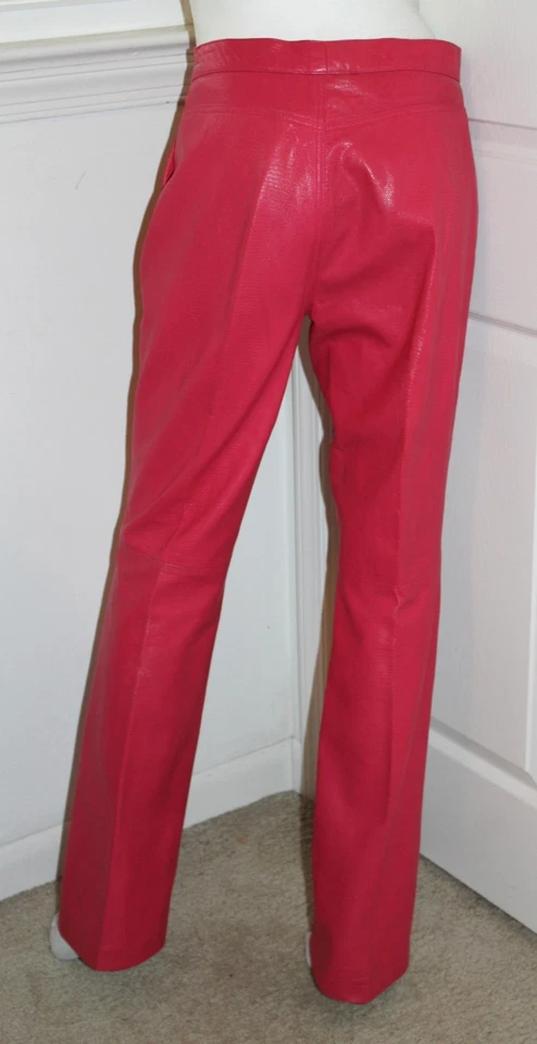 Pantalones De Colección Ralph Lauren 100% Cuero Rosa Etiqueta Negra Colección Hechos en EE. UU. Talla 8 Foto 3 de 4