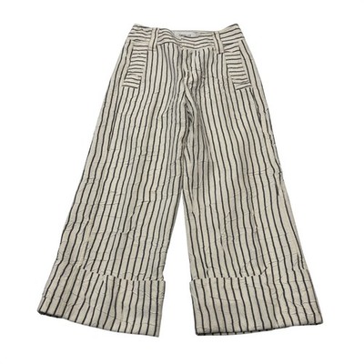 Derek Lam 10 Crosby Pants White Black Striped Cropped Cuffed Size 0 Nautical