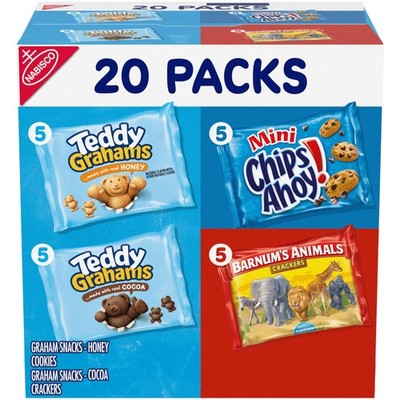 Animal Crackers Teddy Grahams CHIPS AHOY! Cookies Snack Pack Variety 20 Count