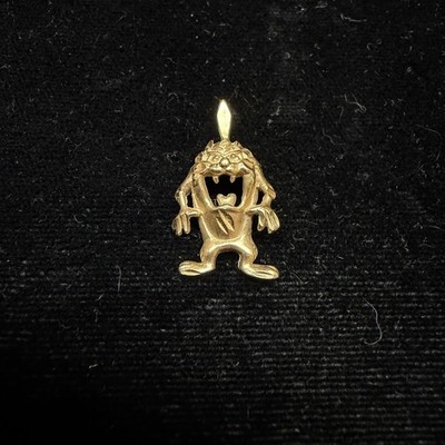 Tazmanischer Teufel Taz Anhänger 14k Gelbgold Warner Brothers Cartoon Charm