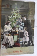1911 Merry Christmas Family Children Christmas Tree German Greeting Postcard Old