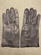 Gray Lambskin Leather Dress Gloves, Size 7 1/2  Unlined