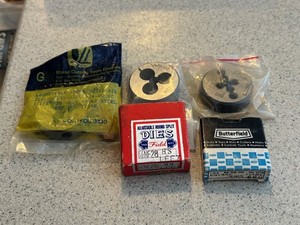 5 NEW ASSORTED 1-1/2" OD HSS ROUND DIES  1/4"-20nc to 5/16"-18NC
