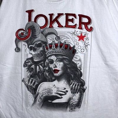 DGM Joker Graphic T-Shirt Mens 3XL White Chicano Sugar Skull Jester